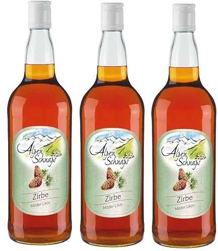 3 Flaschen Alpenschnaps/Steinbeisser Zirbe a 1000ml Zirbenzauber Zirbenschnaps 30% Vol. (aus Kiefernzapfen) + Space Riegel von Onlineshop Bormann
