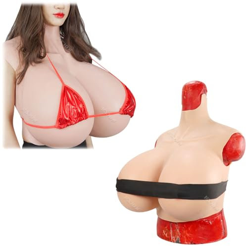 CROXZZNB Crossdresser Silicone Breastplate Fake Boobs Huge Z Cup Breast Forms with Cotton Filled for Transgender Drag Queen,Color 1,Z Cup