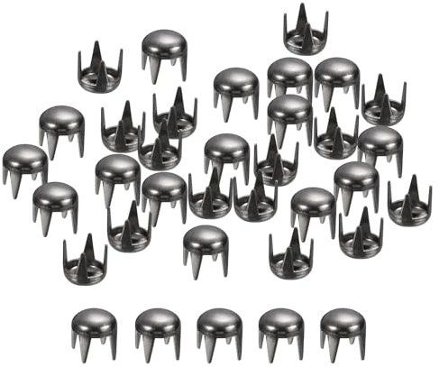 sourcing map 80 Stück schwarze runde Kuppelnieten, 4 mm Messing-Spike-Nieten, Punk-Rock-Nagelköpfe, Krallenperlen für Heimwerker, Kleidung, Gürtel, Tasche, Schuhe, Armband, Lederhandwerk