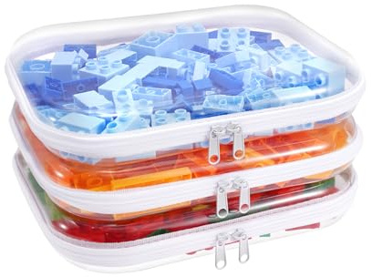 Clear Hard Plastic Zipper Case,Transparent Double Zippers Hard Pouch with 3pcs,Portable Travel Organizer Bin for Toy Storage