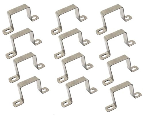 CYCOOPE 12 Pieces 25x25mm Square Tube Buckle, Square Pipe Clamp, 304 Stainless Steel U Shaped Horseback Pipe Saddle Clamp Buckle Hose Clamp Square Tube Clamp