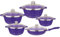 RUVOO Cookware Cooking Pots, 5 Pcs Cooking Pot Nonstick Cookware Sets With Glass Lids Aluminium Home Frying Pan Stock Pot Kitchen Supplies Kitchen Saucepan Set(Purple)