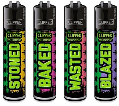 Clipper Feuerzeuge, Set mit 4 Stück, außergewöhnliche Motive (FFX 420 Statements #1)