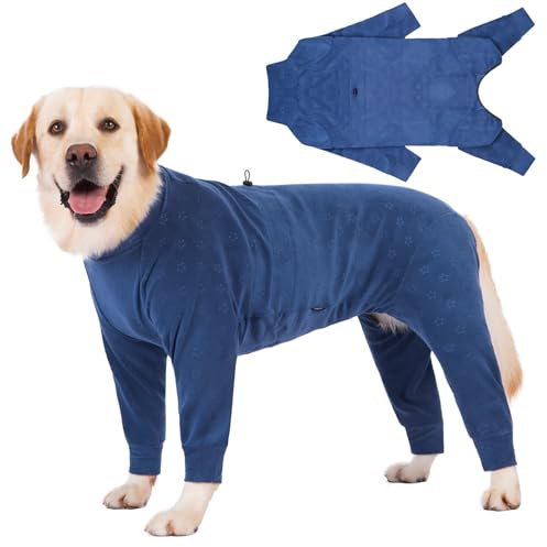 Cyponpy, cappotto in pile con rilievo per cani con gambe - caldo maglione invernale per cani di taglia media e grande, pigiama per tutto il corpo, maglione a maniche lunghe elasticizzato