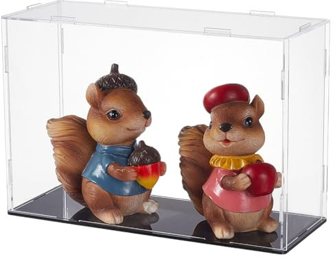 FINGERINSPIRE Acryl Vitrine 25x9x17cm Modellvitrine Mit Gummis Acryl Vitrine Mit Schwarzem Boden Transparente Montage Vitrinen Displayhalter Für Bausteine