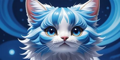 Cartoon Cat Diamond Painting Erwachsene, Diamond Painting Set, Diamant Painting Bilder Kinder, Full DIY Diamand Art Stickerei Malerei Set, Wanddeko Wohnzimmer, Geschenke für Frauen, 90x180cm L-198