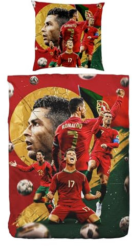Hsewudwsd Fußball Star Charakter Mikrofaser 135x200cm Bettbezug Mit Reißverschluss Und 80x80cm Kissenbezug Bettwäsche Set