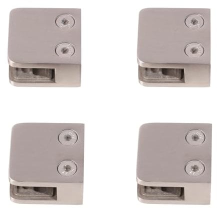 RYPRY 4PCS 6-10mm Heavy Duty Stainless Steel Glass Clamp Brackets - No Drill Wall Mount Frameless Clamps with Rubber Inserts for Shower Screens, Glass Balustrades & Partitions (6mm Glass)