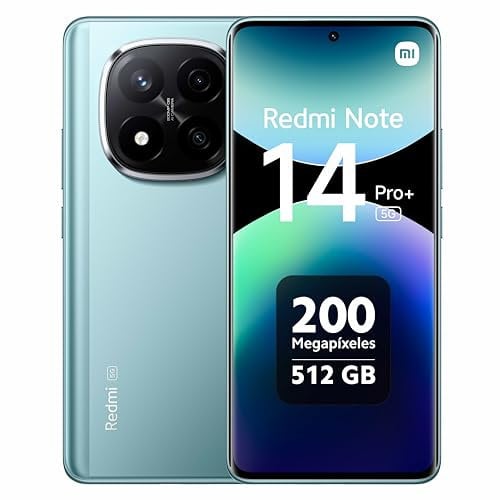 Xiaomi Redmi Note 14 Pro+ 5G - Smartphone de 12+512GB, Pantalla de 6.67 AMOLED FHD+ 120Hz, Snapdragon 7s Gen 3, cámara de 200MP, HyperCharge 120W, 5110 mAh, Cargador no Incluido, Azul (Versión ES)
