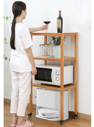 Saugroboter Ständer Staubsauger Roboter Halter Wooded Roboter-Staubsauger-Ständerhalter, 3-lagiger, Bodenstehender Küchen-Vorratsschrank Für Versteckten Kehrroboter-Reiniger, Beistelltischschränke(55x