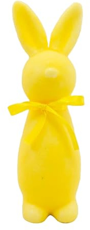 Generisch Osterdeko Beflockt Hase Künstliche Osterhase Dekoration Flauschige Beflocktes Puppe Frühling Ostern Deko Mit Fliege Kaninchen Osterdeko Puppe Ornamente für Tisch Fensterbank 25 * 7cm (Gelb)