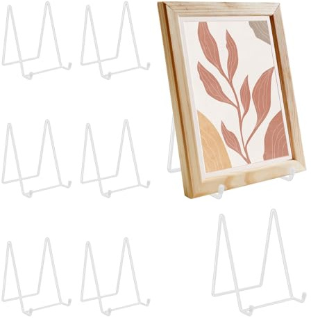 TNTGMG 8 Stück Display-Ständer,Mini Metall Kartenständer,18×5×13 cm, Tellerständer für Anzeige,Multifunktionale Rahmen Anzeige Staffelei für Karte, Rahmen, Bild, Magazin, Buch, CD, Telefon(Weiß)