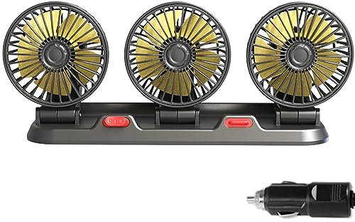 Car Fan Adjustable 3 Head Clip Fan USB 5V 12V 24V 360 Degree Rotatable 3 Head 2 Speed Air Circulators Low Noise Fan