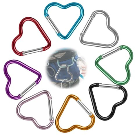 GHPKOTW 8 Stück Herzförmige Karabiner, Karabiner Aus Aluminiumlegierung, Schlüsselanhänger, Multicolor Karabiner, Outdoor-Zubehör, Für Wandern, Sport, Camping