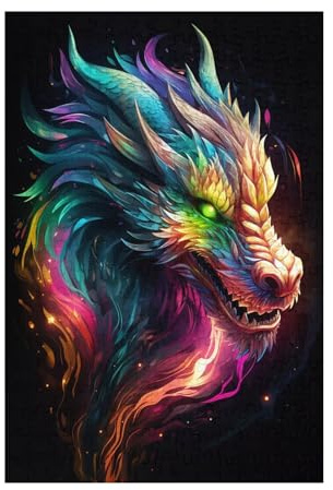 Jigsaw Puzzles for Adults 1000 Piece Dragon Large Puzzle Color, Difficult Challenging Family Games for The Whole for Women, Wooden Jigsaws with Gift Box Packaging, Home Room Decor 75x50cm D-939