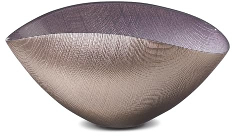 Onlylux Coppa Burano in Vetro Centrifugato Decorato a Mano - Centrotavola Decorativo 28 x 9,5 m - Coppa in Vetro Artigianale per Arredo Casa - Rosa Antico Glicine