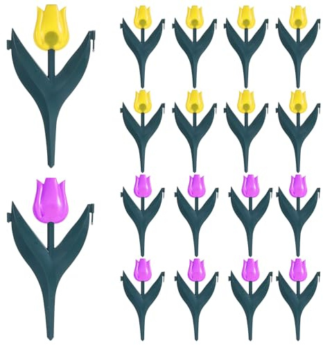 Lurrose Kunststoff Gartenzaun mit Realistischen Tulpen Hoher Gartenzaun für Blumenbeete und Rasen Abnehmbar Wetterfest für Terrasse und Außenbereich