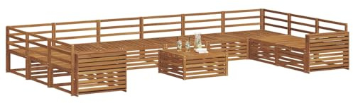 vidaXL Sofagarnituren 11 pcs Natur Massivholz Akazie, Garten-Sofa, Robustes Outdoor-Sofa für die Terrasse, lässige Lounge, bequemes Wohngefühl