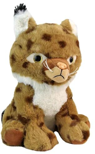 BEMIRO Luchs Kuscheltier aus Polyester, ca. 23 cm, weiches Plüschtier mit Glitzeraugen und Schlaufe