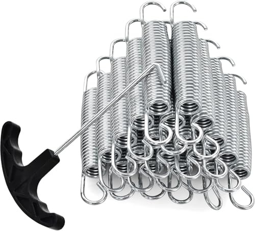 GYMAX 20 Stück Trampolin Ersatzfedern 14cm/18cm, Trampolinfeder aus verzinktem Stahl, 20 robuste Trampolinfedern mit einem T-Haken (14 cm)