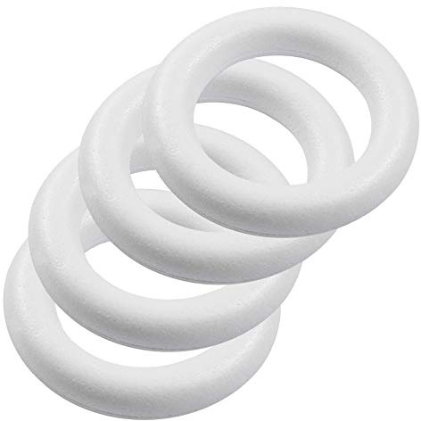 4 Styropor Ringe, Vollform, weiß, verschiedene Größen - Kreis Rohling DIY
