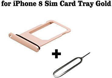 Cemobile SIM Card Tray Slot Holder Replacement with Rubber Waterproof Ring for iPhone 8 4.7 Inch + SIM Card Tray Open Eject Pin (Gold)
