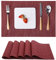 Myir JUN Tischsets Abwaschbar 6er Set, Gewebte Platzdeckchen rutschfest Abgrifffeste Hitzebeständig, Vinyl Platzsets Abwaschbar für küche Speisetisch Hotel, Platz-Matten30x43.5cm (Rot)