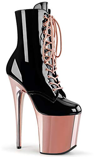Pleaser FLAMINGO-1020 Blk Pat/Rose Gold Chrome UK 6 (EU 39)