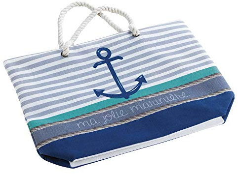 Douceur d'Intérieur Maritime Anker Strandtasche, 51 x 38 x 14 cm, Blau