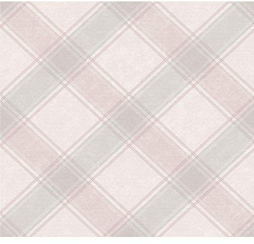Holden Aidan Check Pink & Grey Tartan Country Cottage Wallpaper 90742