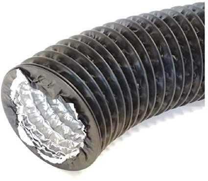 Ø 100mm / 4 inch Flexible Air Duct for Cooker Hood, Air Conditioner, Extractor Fan, Tumble Dryer - 3m / 9.8 ft Exhaust Hose - Ventilation Ducting - Aluminium/PVC Black