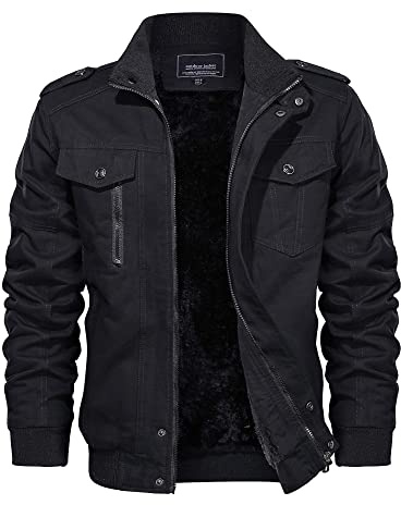 EKLENTSON Men's Cargo Jacket Fleece Lined Warm Military Coat | winter thicken thermal jacket,outdoor windbreaker bomber Jacket,hiking casual work coats,with multi pockets