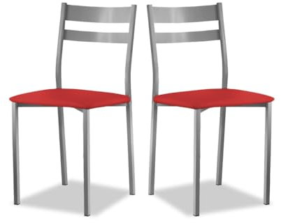 ASTIMESA Dos Sillas de Cocina Respaldo Franjas Rojo