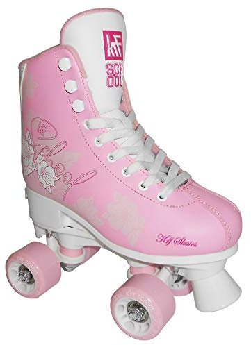 KRF Adjust Rollschuh, verstellbar, Schule, Rosa, Blume, Jugendliche, Unisex, Rosa, S