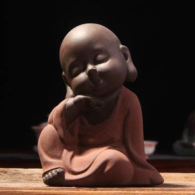 Grenric Kleine niedliche Buddha Statue Keramik Mönch Figur Kreative Handwerk Puppe Dekoration Chinesisches Geschenk Zarte Handwerk Keramik (A)