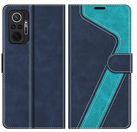 MOBESV Hülle für Xiaomi Redmi Note 10 Pro Handyhülle, Lederhülle mit Kartenfach, Klapphülle mit Ständer, Flip Case Handytasche Schutzhülle, Modisch Blau