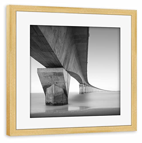 artboxONE Poster mit Rahmen Kiefer 20x20 cm Pont de l'île de Ré von Ronny Behnert - gerahmtes Poster