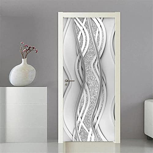 Türtapete Selbstklebend 3D 77X200 Weißsilberne Tür Türtapete Selbstklebend Türposter,Fototapete Selbstklebend 3D Pvc Türaufkleber Diy Türbild,Türfolie Poster Tapete