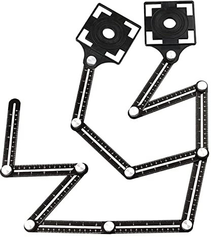 Hifrom Template Tool, 12 Sides Mehrwinkel-Messlineal, Multi Winkel Lineal mit Tile Positioning Aperture Lineal, Alulegierung Winkelschablone für Heimwerker Tischler Fliesenleger Handwerker