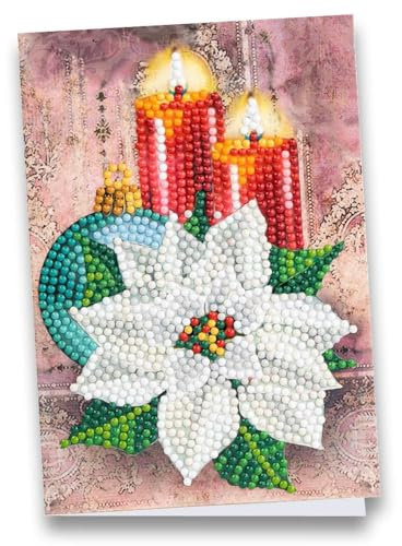 Ideen mit Herz Diamond-Painting-Grußkarte | Din B6 (11,5 x 16,5 cm) | 370 g/m² | inkl. Umschlag & Werkzeug (Kerzen mit Weihnachtsstern)