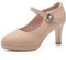DADAWEN Escarpins Femme à Talon et Bride Cheville Style Mary Jane Noir- Beige 39