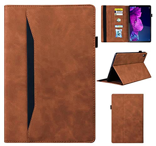 CASAFUNY Coque Lenovo Tab P11 / P11 Plus 11 Pouce (TB-J606F/TB-J606X/TB-J607) Tablette Housse étui de Protection avec Support Fonction pour Lenovo Tab P11/ Tab P11 Plus 2021, Brun