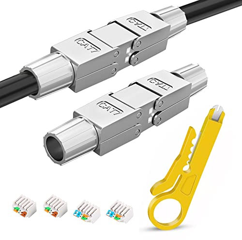 DAGORD 2 Stück Netzwerkkabel Verbinder Cat 7 Lan Kabel Netzwerkstecker RJ45 Cat 7 Werkzeuglos Lan Kabel Verbinder Cat 7 für LAN Verlegekabel Ethernet Installationskabel CAT 7