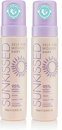 Sunkissed Self Tan Mousse Dark 95 Percent Natural 200ml 2 Pack
