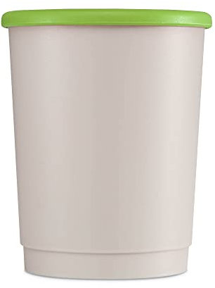 achilles Kaffeebecher mit Deckel, Kunststoffbecher, Mehrwegbecher, Trinkbecher, LFGB geprüft, spülmaschinenfest, stapelbar, 330 ml, Becher grau, Deckel grün, 50 Stk.