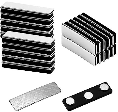 20pcs Aimant Adhesif, Solides Aimant Adhesif Porte Aimant Adhesif Magnetique avec 3 Aimants en Néodyme pour Porte Badge d'Identification (Noir)