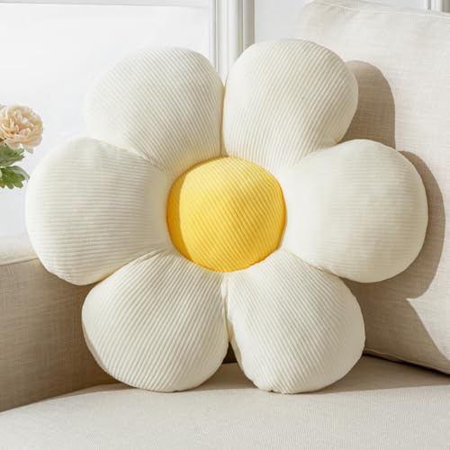 Vdoioe Flower Pillow,15.75 Daisy Pillow White Decorative Pillows