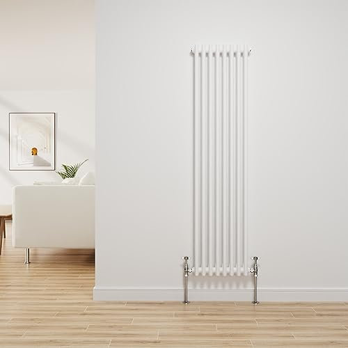 NRG Radiateur traditionnel en fonte blanc brillant 2 colonnes chauffage central radiateurs de salle de bain radiateurs 1500 x 380 mm
