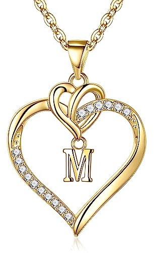 TINGN Geschenke für Frauen, Halskette Damen 14K Vergoldet Gold Kette mit Buchstaben M Damen Schmuck Mädchen Geschenke für Frauen Freundin, Geschenk Mutter Frau zum Geburtstag Weihnachten Muttertag