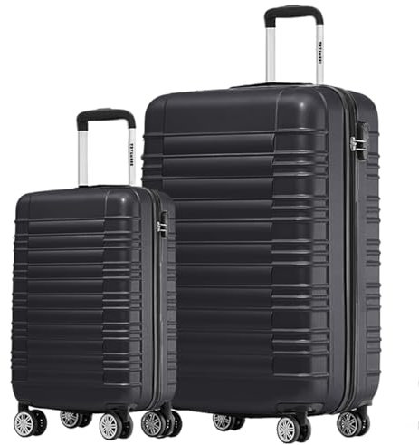 TRVLMORE Koffer & Trolleys - Koffer Set, Kofferset 2 Teilig, Handgepäck Koffer, Hartschalenkoffer Groß, Reisekoffer mit Rollen Groß - Trolley Handgepäck - Handgepäck Trolley 55x40x20 - Schwarz